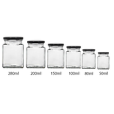 Willow Clear Square Glass Jars with Black Cap 280ml (60Pcs/Ctn)